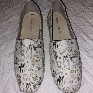 SKECHERS BOBS CARTOON DOGS PRINT MEMORY FOAM SHOES